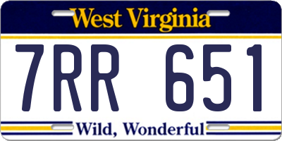 WV license plate 7RR651