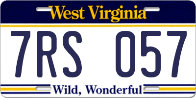 WV license plate 7RS057