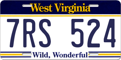 WV license plate 7RS524