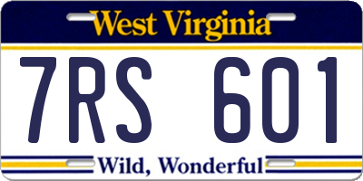 WV license plate 7RS601