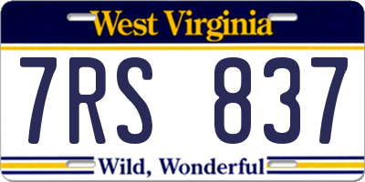 WV license plate 7RS837