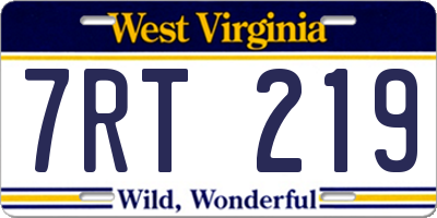 WV license plate 7RT219