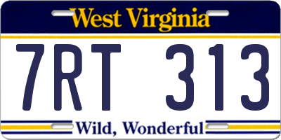 WV license plate 7RT313