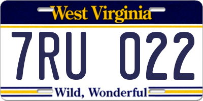 WV license plate 7RU022