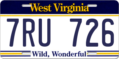 WV license plate 7RU726