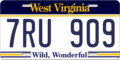 WV license plate 7RU909