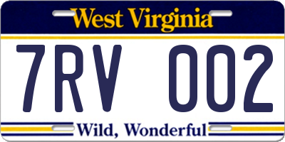 WV license plate 7RV002