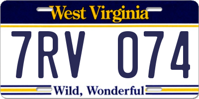 WV license plate 7RV074
