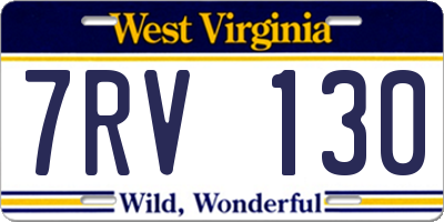 WV license plate 7RV130