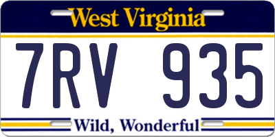 WV license plate 7RV935