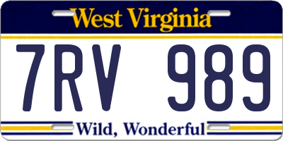 WV license plate 7RV989