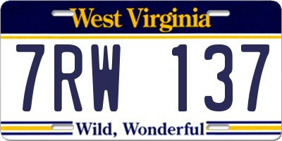 WV license plate 7RW137