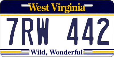 WV license plate 7RW442