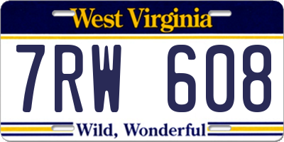 WV license plate 7RW608