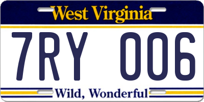 WV license plate 7RY006