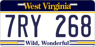 WV license plate 7RY268