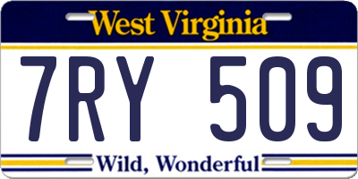 WV license plate 7RY509
