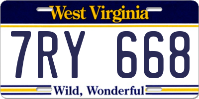 WV license plate 7RY668