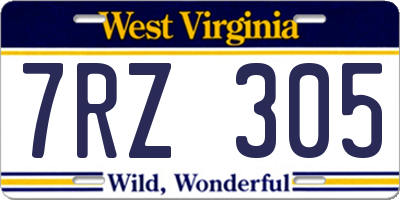 WV license plate 7RZ305