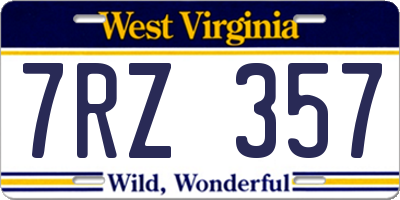 WV license plate 7RZ357