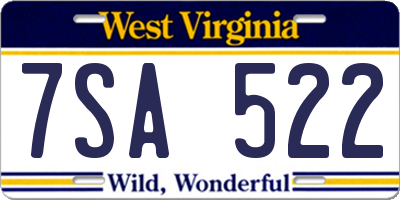 WV license plate 7SA522