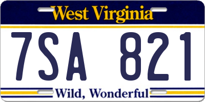 WV license plate 7SA821