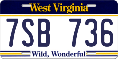 WV license plate 7SB736