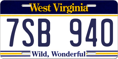 WV license plate 7SB940