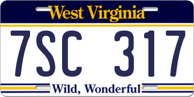 WV license plate 7SC317