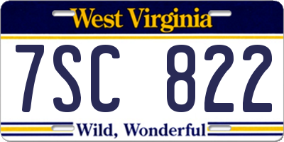 WV license plate 7SC822