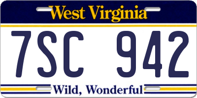 WV license plate 7SC942