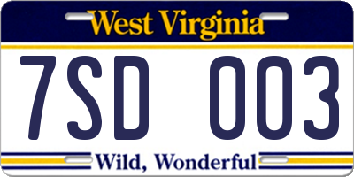 WV license plate 7SD003
