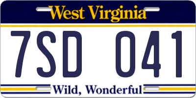 WV license plate 7SD041