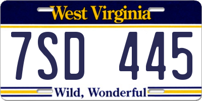 WV license plate 7SD445