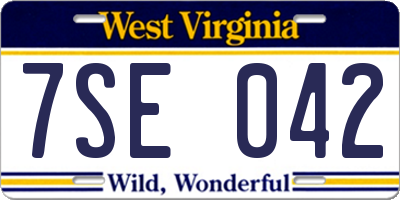 WV license plate 7SE042