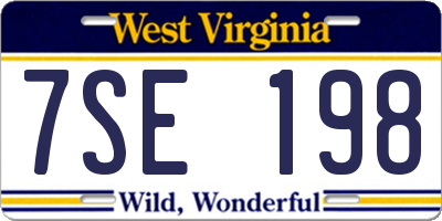 WV license plate 7SE198