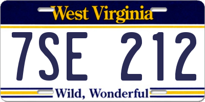 WV license plate 7SE212