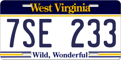 WV license plate 7SE233