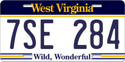 WV license plate 7SE284