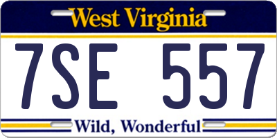 WV license plate 7SE557