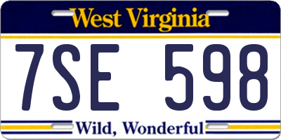WV license plate 7SE598
