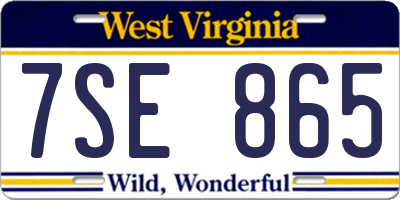 WV license plate 7SE865