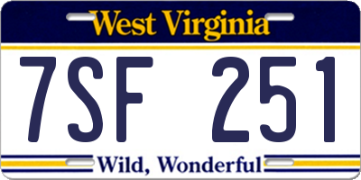 WV license plate 7SF251