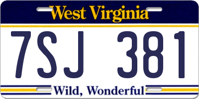 WV license plate 7SJ381