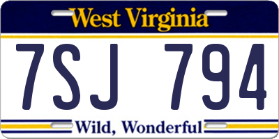 WV license plate 7SJ794