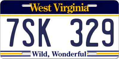 WV license plate 7SK329