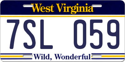 WV license plate 7SL059