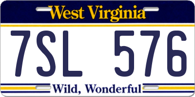 WV license plate 7SL576