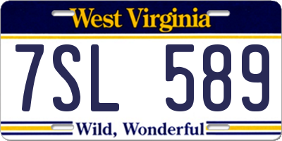 WV license plate 7SL589
