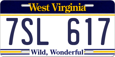 WV license plate 7SL617